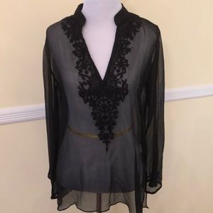 NWT Chiffon Tunic Black on Black 6